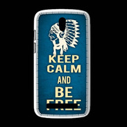 Coque HTC Desire 500 Keep Calm and Be Free Bleu