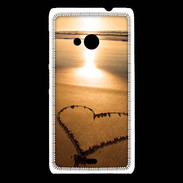 Coque Nokia Lumia 535 Coeur sur la plage avec couché de soleil