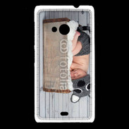 Coque Nokia Lumia 535 Bébé dormant avec chapeau tête de chat