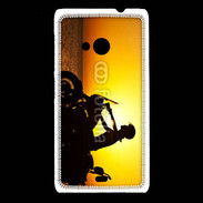 Coque Nokia Lumia 535 Femme biker au couché de soleil