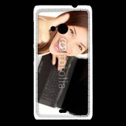 Coque Nokia Lumia 535 Femme souriante ordinateur