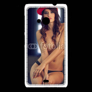 Coque Nokia Lumia 535 Charmante brune avec casquette rouge