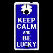 Coque Nokia Lumia 535 Keep Calm Be lucky Bleu