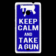Coque Nokia Lumia 535 Keep Calm Take a gun Bleu