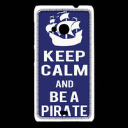 Coque Nokia Lumia 535 Keep Calm Be a Pirate Bleu