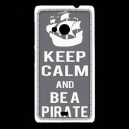 Coque Nokia Lumia 535 Keep Calm Be a Pirate Gris