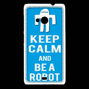 Coque Nokia Lumia 535 Keep Calm Be a Robot Cyan
