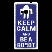 Coque Nokia Lumia 535 Keep Calm Be a Robot Bleu