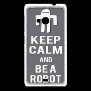 Coque Nokia Lumia 535 Keep Calm Be a Robot Gris