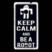 Coque Nokia Lumia 535 Keep Calm Be a Robot Noir