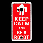 Coque Nokia Lumia 535 Keep Calm Be a Robot Rouge