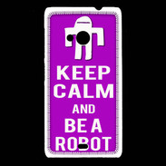Coque Nokia Lumia 535 Keep Calm Be a Robot Violet