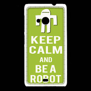 Coque Nokia Lumia 535 Keep Calm Be a Robot Vert pomme