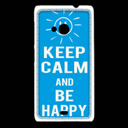 Coque Nokia Lumia 535 Keep Calm Be Happy Cyan