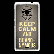 Coque Nokia Lumia 535 Keep Calm and Be Anonymous Gris