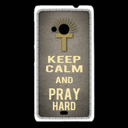 Coque Nokia Lumia 535 Keep Calm and Pray Christian Gris