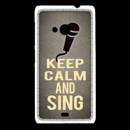 Coque Nokia Lumia 535 Keep Calm and Sing Gris