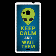 Coque Nokia Lumia 535 Keep Calm and Wait Alien Bleu