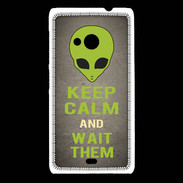 Coque Nokia Lumia 535 Keep Calm and Wait Alien Gris