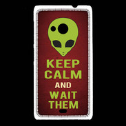 Coque Nokia Lumia 535 Keep Calm and Wait Alien Rouge