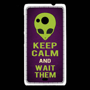 Coque Nokia Lumia 535 Keep Calm and Wait Alien Violet