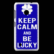 Coque Nokia Lumia 530 Keep Calm Be lucky Bleu