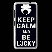 Coque Nokia Lumia 530 Keep Calm Be lucky Noir