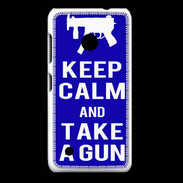 Coque Nokia Lumia 530 Keep Calm Take a gun Bleu
