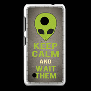 Coque Nokia Lumia 530 Keep Calm and Wait Alien Gris