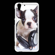 Coque HTC Desire Eye Bulldog français avec casque de musique