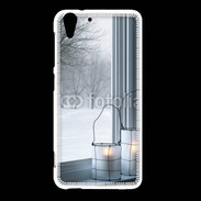Coque HTC Desire Eye paysage hiver deux lanternes