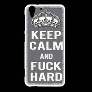 Coque HTC Desire Eye Keep calm Fuck hard Gris