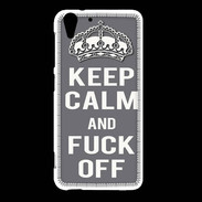 Coque HTC Desire Eye Keep Calm Fuck Off Gris