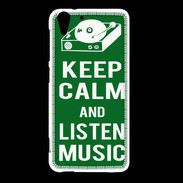 Coque HTC Desire Eye Keep Calm Listen music Vert