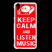 Coque HTC Desire Eye Keep Calm Listen music Rouge