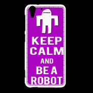 Coque HTC Desire Eye Keep Calm Be a Robot Violet