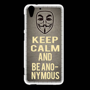 Coque HTC Desire Eye Keep Calm and Be Anonymous Gris