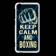 Coque HTC Desire Eye Keep Calm and Boxing Bleu