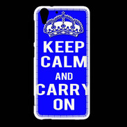 Coque HTC Desire Eye Keep Calm and Carry on Bleu