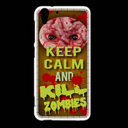 Coque HTC Desire Eye Keep Calm and Kill Zombies Orange
