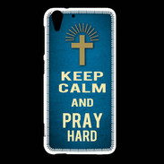 Coque HTC Desire Eye Keep Calm and Pray Christian Bleu