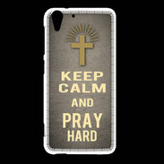 Coque HTC Desire Eye Keep Calm and Pray Christian Gris