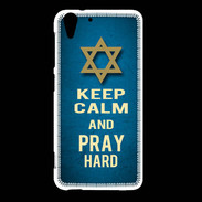 Coque HTC Desire Eye Keep Calm and Pray jewish BLeu