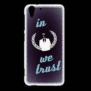 Coque HTC Desire Eye In anonymous We trust bleu ZG