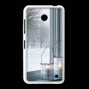 Coque Nokia Lumia 635 paysage hiver deux lanternes