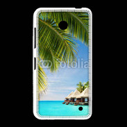 Coque Nokia Lumia 635 Palmier et bungalow dans l'océan indien