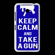 Coque Nokia Lumia 635 Keep Calm Take a gun Bleu
