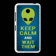 Coque Nokia Lumia 635 Keep Calm and Wait Alien Bleu