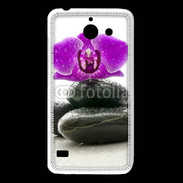 Coque Huawei Y550 Orchidée violette sur galet noir
