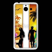 Coque Huawei Y550 Surfer et fille sur la plage